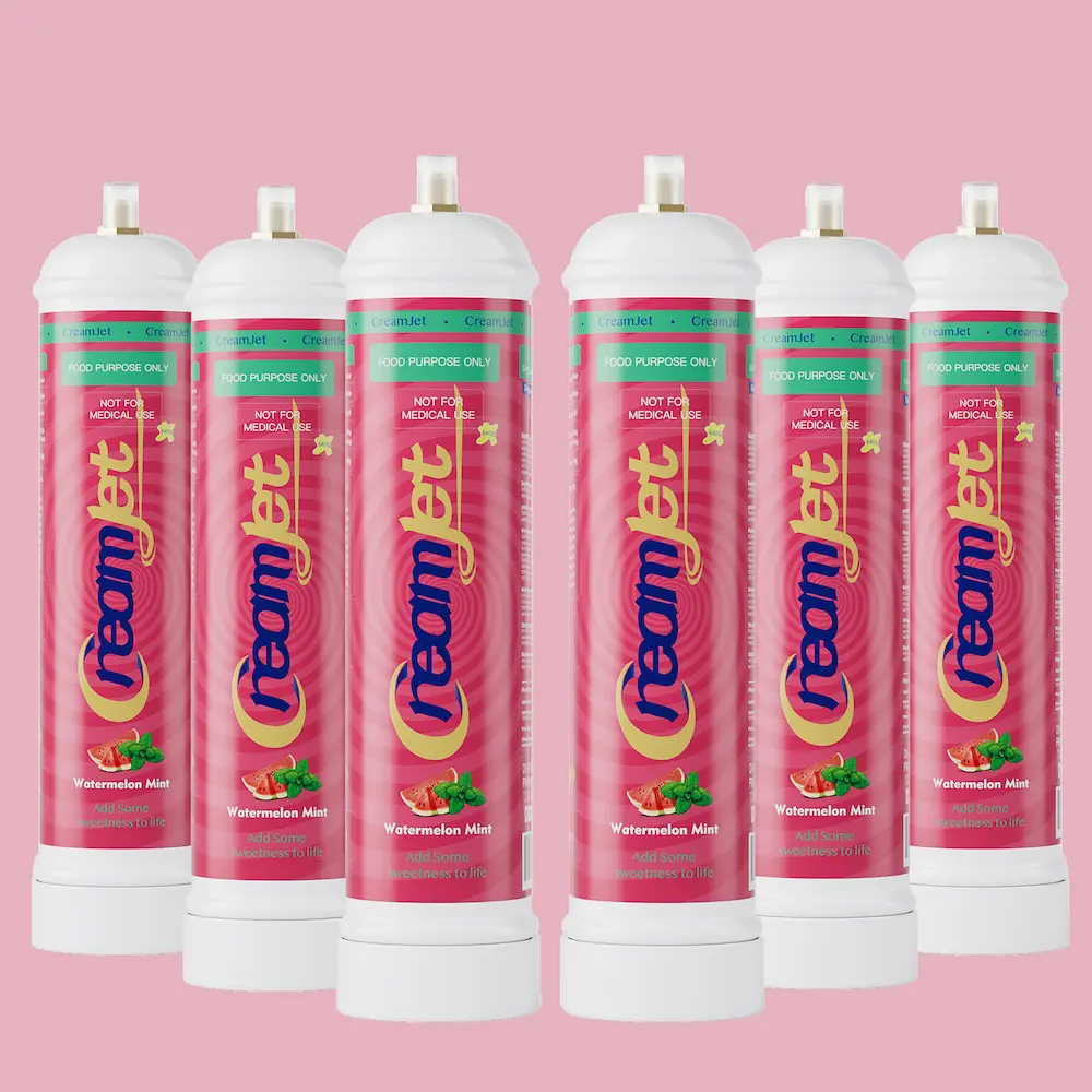 CreamJet 0.95L Cylinders with 640g N2O Gas Watermelon Mint Flavor 1 carton (6 pcs) - Image 2