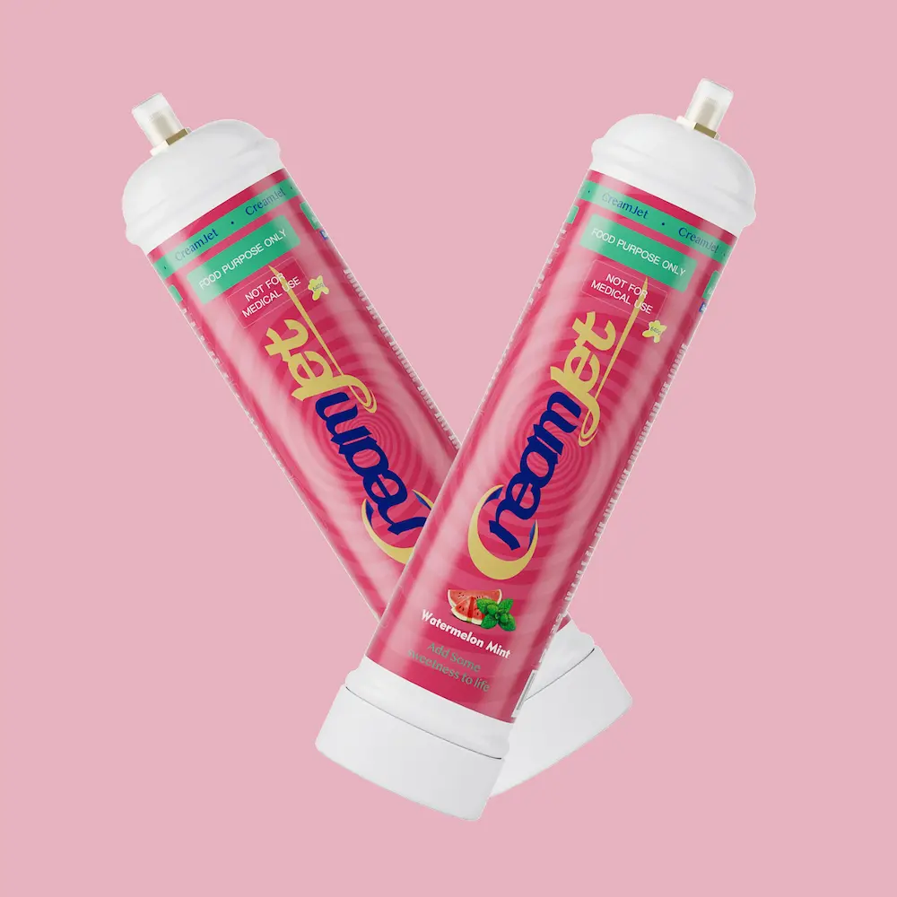 CreamJet 0.95L Cylinders with 640g N2O Gas Watermelon Mint Flavor 1 carton (6 pcs) - Image 4