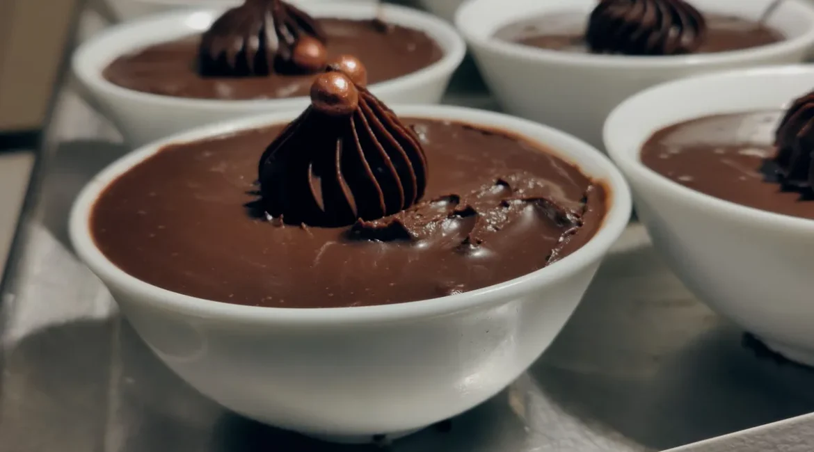 Bowls of chocolate mousse